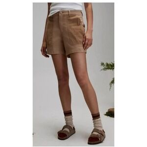 Alpine Design Womens 12 Mixed Fabric Shorts Sahara Sand High Rise Corduroy‎ NWT